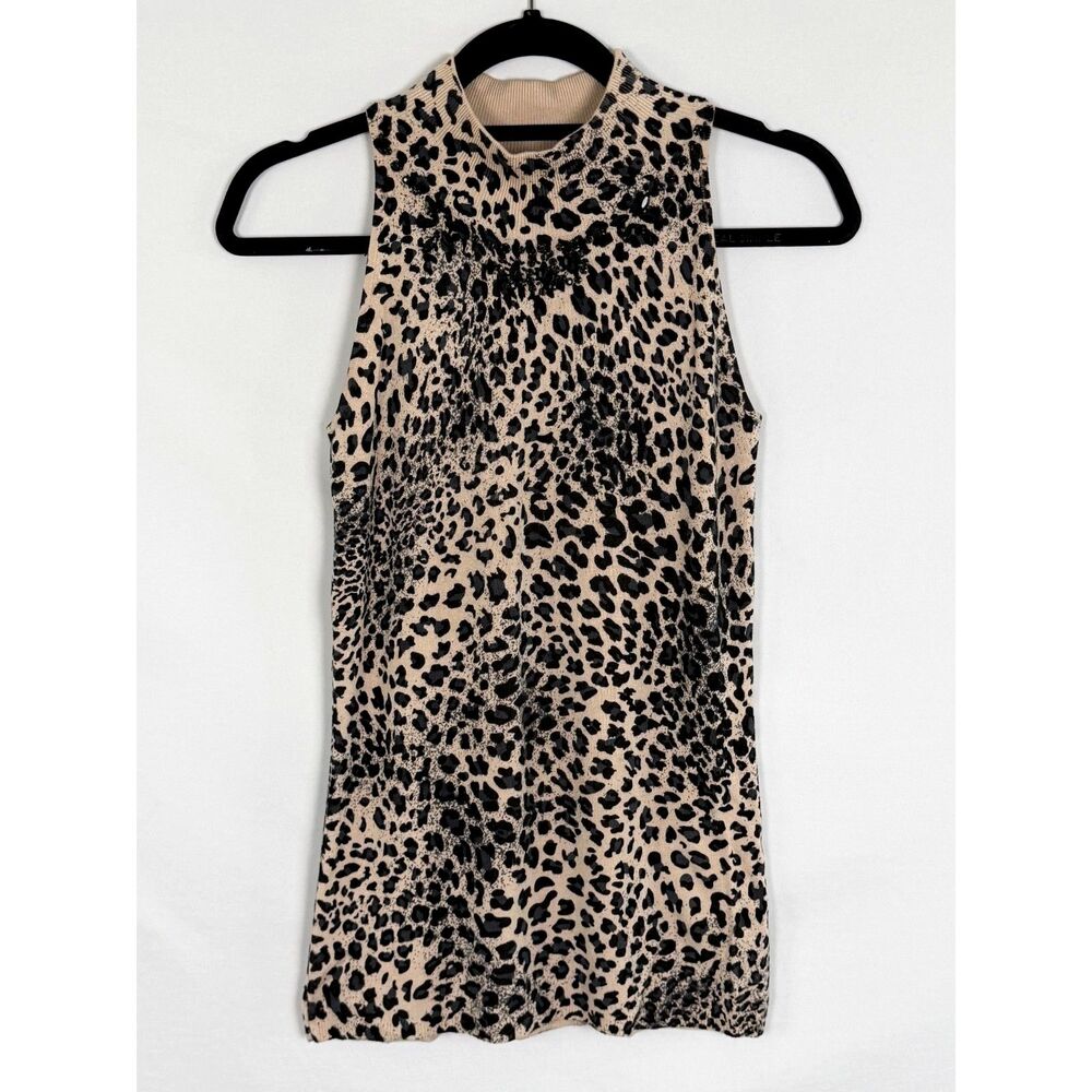 Vertigo Paris Leopard Print Beaded Embellished Sweater Tank Top NWOT Size S